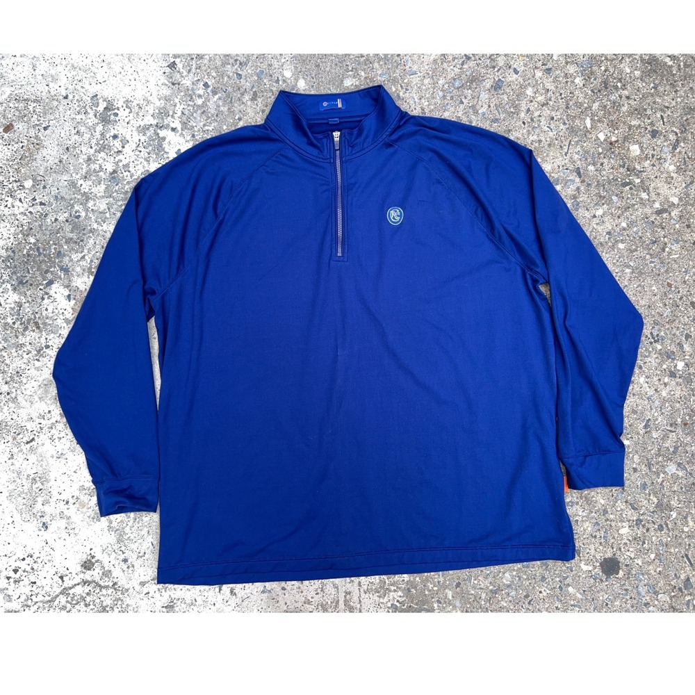 Stitch Golf Mens 2XL Royal Blue Quarter Zip Pullover River Crest Country Club